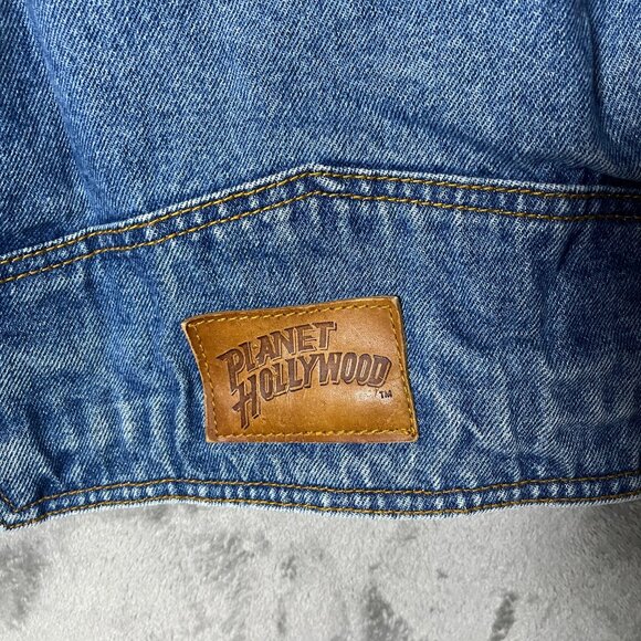 Vintage 90s Planet Hollywood Jacket Mens M Blue Denim Las Vegas Embroidered - Picture 7 of 10